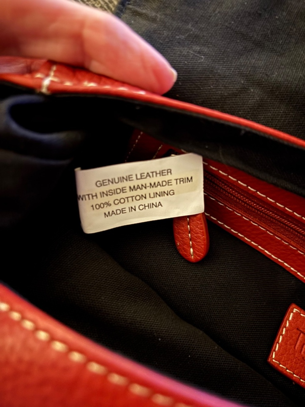 Tignanello Cognac Red Genuine Pebbled Leather Messenger Shoulder Crossbody Bag - Picture 12 of 16
